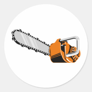 kettingzaagretrstijl ronde sticker