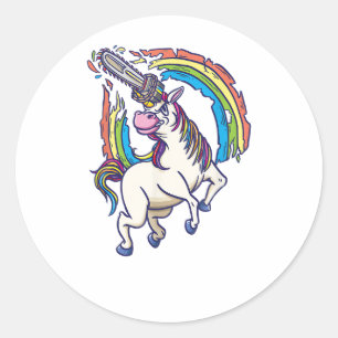 Kettingzagen eenhoorn komt om leuke cadeau T-Shirt Ronde Sticker