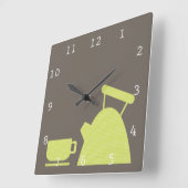 Kettle and Tea Cup Vierkante Klok (Hoek)