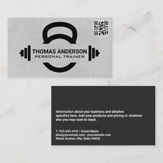 Kettle Bell | Barbell | Carte de visite de code QR (Devant / Derrière)