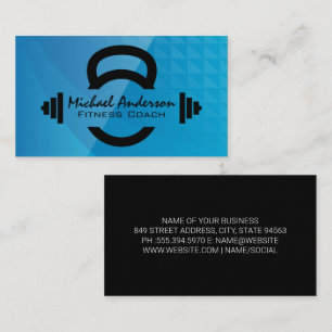 Kettle Bell Dumbbells Logo Blauw Geometrisch Visitekaartje