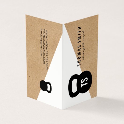 Kettle Bell Personal Trainer Geometric Visitekaartjes (Buitenkant)