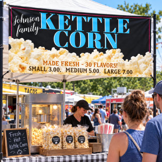 Kettle Corn Popcorn Voedselwagen Carnaval Evenemen Spandoek