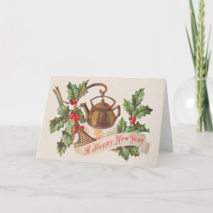 Kettle Fire Holly Feestdagen Kaart