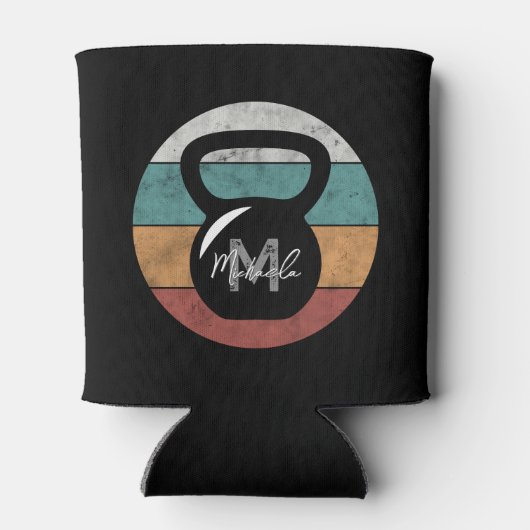  kettlebell aangepast monogram initiaal blikjeskoeler (Achterkant)