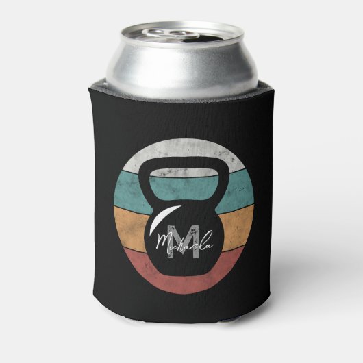 kettlebell aangepast monogram initiaal blikjeskoeler (Blikje Achterkant)