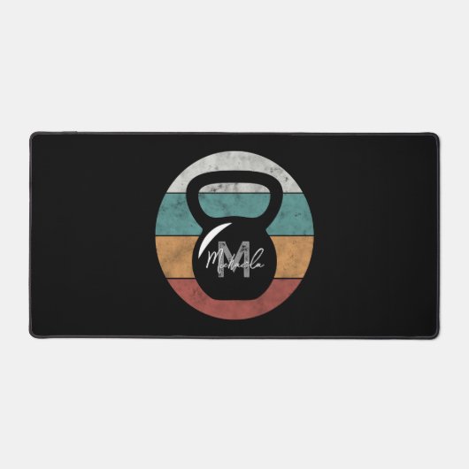 kettlebell aangepast monogram initiaal bureaumat (Voorkant)