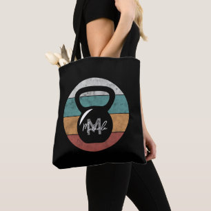 kettlebell aangepast monogram initiaal draagtas