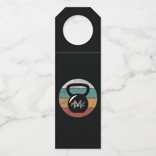 kettlebell aangepast monogram initiaal flessenhanger (Achterkant)