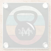 kettlebell aangepast monogram initiaal glazen onderzetter (Achterkant)