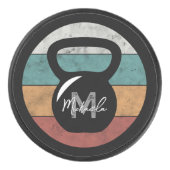  kettlebell aangepast monogram initiaal hockey puck (Voorkant)
