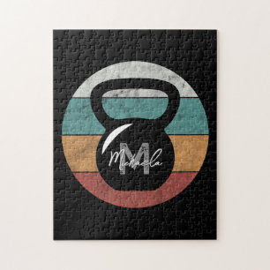  kettlebell aangepast monogram initiaal legpuzzel