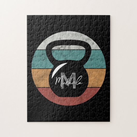 kettlebell aangepast monogram initiaal legpuzzel (Verticaal)