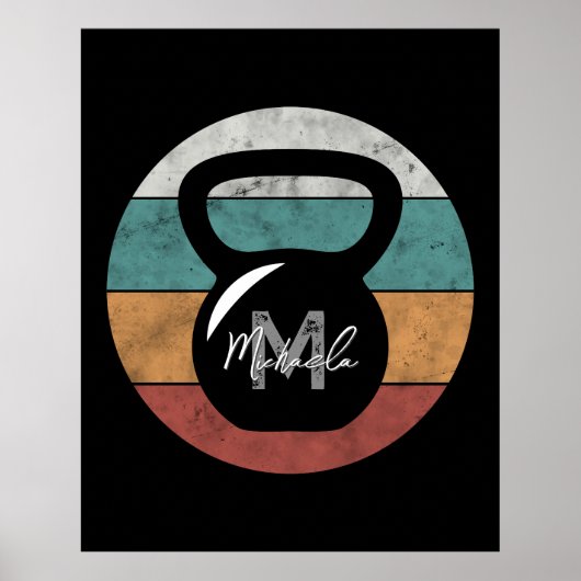 kettlebell aangepast monogram initiaal poster (Voorkant)