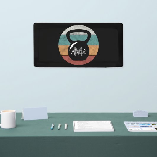  kettlebell aangepast monogram initiaal spandoek (Beurs)