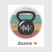  kettlebell aangepast monogram initiaal sticker (Vel)