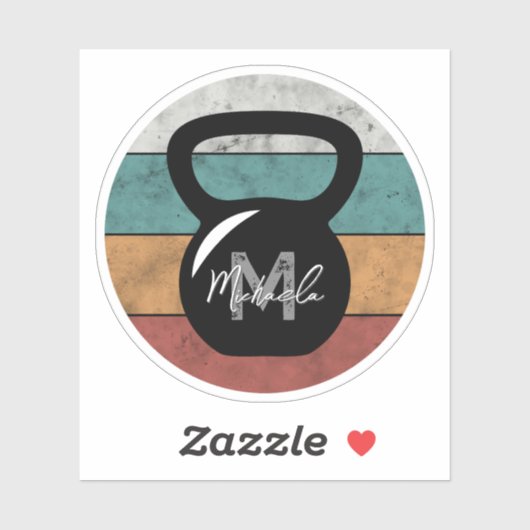  kettlebell aangepast monogram initiaal sticker (Vel)