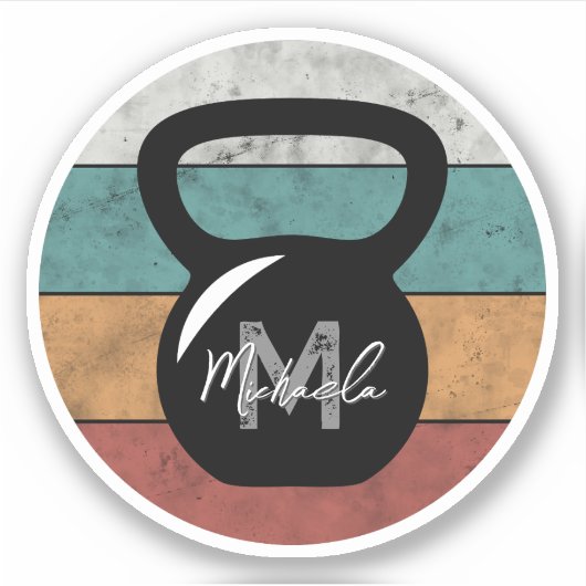 kettlebell aangepast monogram initiaal sticker (Voorkant)
