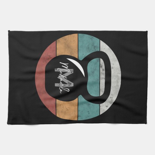  kettlebell aangepast monogram initiaal theedoek (Horizontaal)