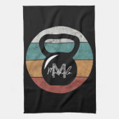  kettlebell aangepast monogram initiaal theedoek (Verticaal)