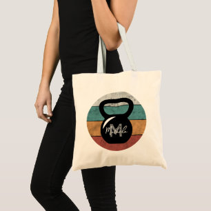 kettlebell aangepast monogram initiaal tote bag