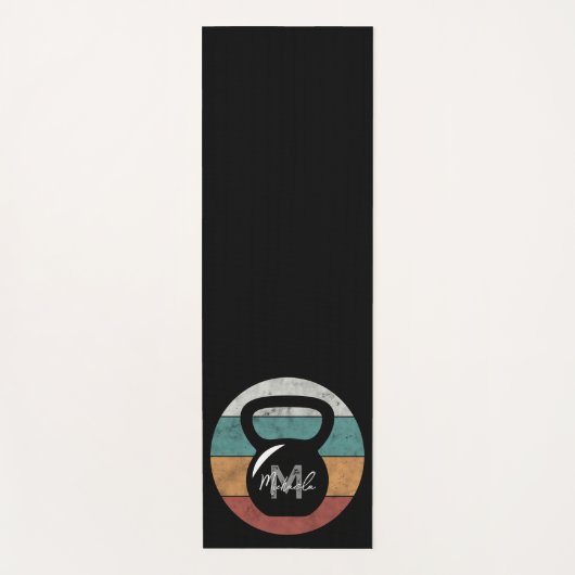  kettlebell aangepast monogram initiaal yogamat (Voorkant)