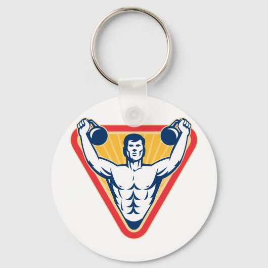Kettlebell Exercise Weight Training Retro Sleutelhanger (Voorkant)