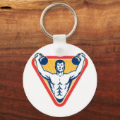 Kettlebell Exercise Weight Training Retro Sleutelhanger (Voorkant)