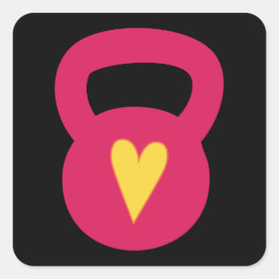 Kettlebell met hart vierkante sticker