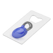 Kettlebell op wit kredietkaart flessenopener (Voorkant Gekanteld)