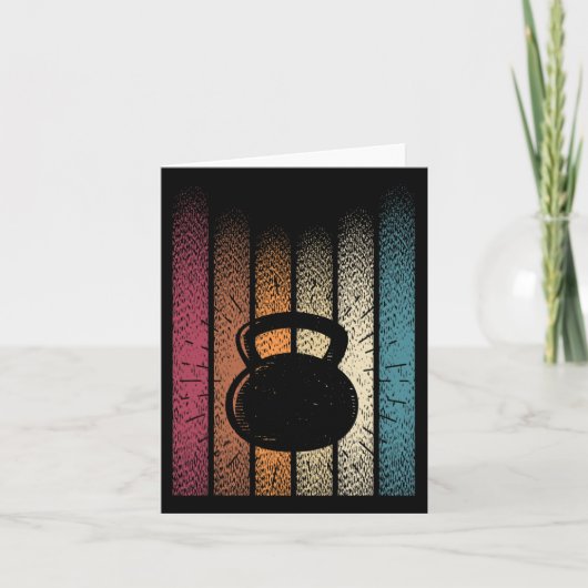 Kettlebell Retro Workout Powerlifting Bodybuilder Kaart (Voorkant)