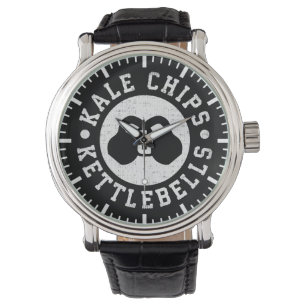 Kettlebells en boerenkoolchips - Funny Novelty Wor Horloge