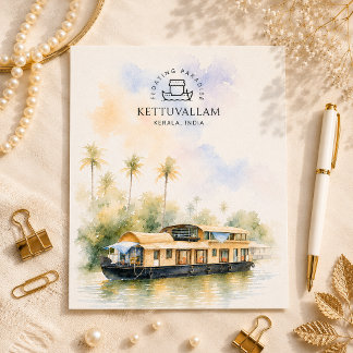 Kettuvallam - Kerala India | Abstracte Aquarel Feestdagenkaart