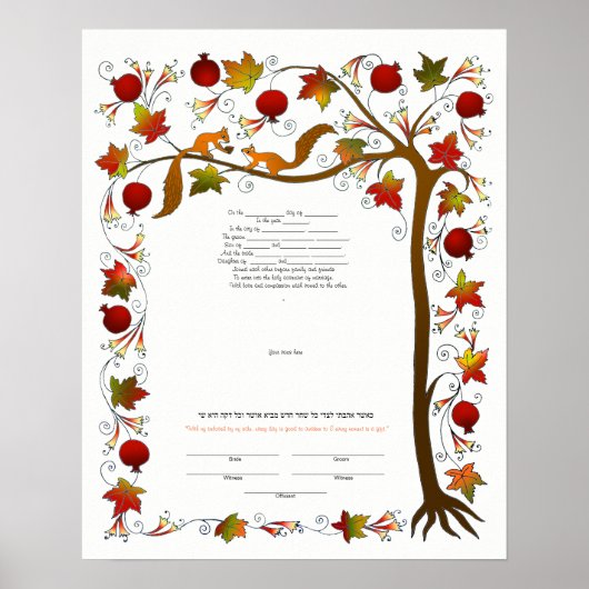 Ketubah met boom of Life in de Herfst,170926 Poster (Voorkant)