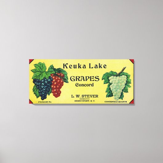 Keuka Lake Concord Grapes Label Canvas Afdruk (Voorkant)