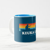 Keuka Lake New York Canoe Tweekleurige Koffiemok (Voorkant links)