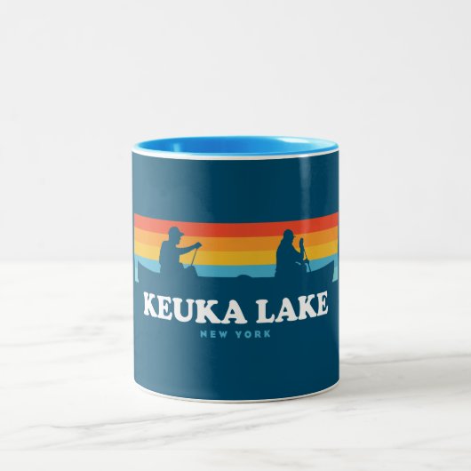 Keuka Lake New York Canoe Tweekleurige Koffiemok (Center)