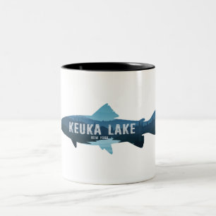 Keuka Lake New York Vis Tweekleurige Koffiemok