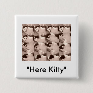 keukat/zwart/witte foto vierkante button 5,1 cm