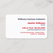 Keuken aangepaste kasten visitekaartje (Achterkant)