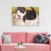 Keuken afspelen met roze aanjager canvas afdruk (Insitu (Woonkamer))