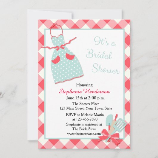 Keuken, Apron, Red Gingham Kaart (Voorkant)