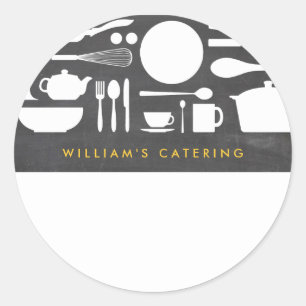 Keuken Collage op Chalkboard Achtergrond 2 Ronde Sticker
