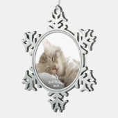 Keuken eerste Kerstmis met naam + jaar Tin Sneeuwvlok Ornament (Rechts)