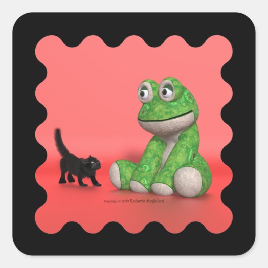 Keuken- en kikkervisvierkante sticker (Voorkant)