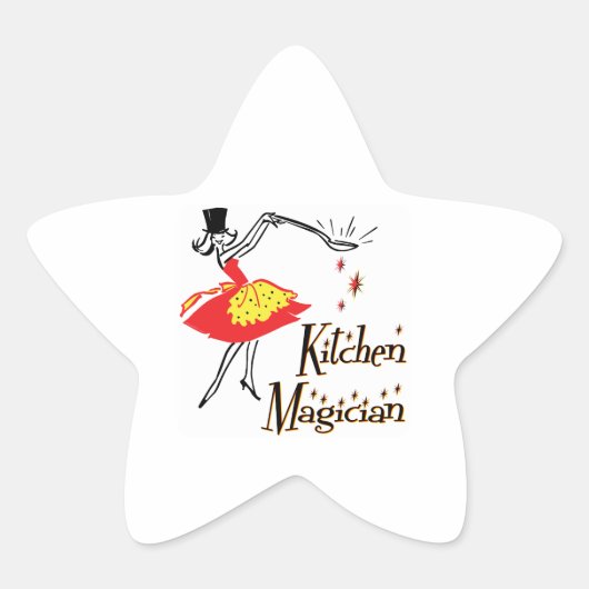 Keuken goochelaar retro koken Gezegde Ster Sticker (Voorkant)