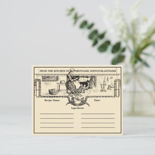  Keuken Haard Recept Kaart Sjabloon (Staand voorkant)
