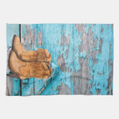 Keuken Handdoek Blauw Hout Schuur Deur Laarzen Lan (Horizontaal)