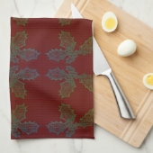 Keuken Handdoek Holly Allover Print rode achtergro (Quarter Fold)