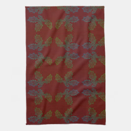 Keuken Handdoek Holly Allover Print rode achtergro